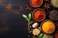 herb cooking powder food background cinnamon spice indian ingredient dry seasoning. Generative AI.