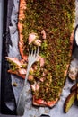 Herb crusted salmon .style rustic Royalty Free Stock Photo