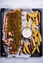 Herb crusted salmon .style rustic Royalty Free Stock Photo