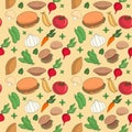 Herb Food of Burger Ingredient Seamless Pattern