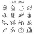 Herb icon set in thin line style