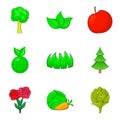 Herb icons set, cartoon style