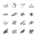 Herb icons set. Line Style stock .