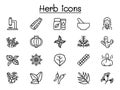 Herb icons set in thin line style