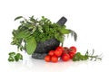 Herb Leaf Selection with Tomatoes Royalty Free Stock Photo