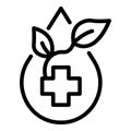 Herb medical drop icon, outline style