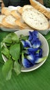 Herb from nature basil leaves and butterfly pea flower Royalty Free Stock Photo
