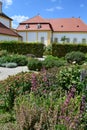 Herb ornamental garden in Schlosshof garden professionally planted with groups of herbs and perennials