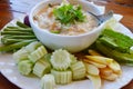 Herb soya bean with crab and pork in coconut milk served with fresh vegetables Royalty Free Stock Photo