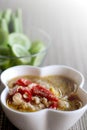 Herb Soya Beans with Minced Shrimp and Pork in Coconut Milk and chili in white bowl Royalty Free Stock Photo
