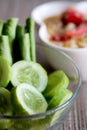 Herb Soya Beans with Minced Shrimp and Pork in Coconut Milk and chili in white bowl Royalty Free Stock Photo