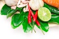Herb and spice ingredients for asian food on white background Royalty Free Stock Photo