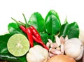 Herb and spice ingredients for asian food on white background Royalty Free Stock Photo