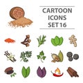 Herb and spices set icons in cartoon style. Big collection herb and spices vector symbol stock illustration Royalty Free Stock Photo