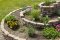 Herb spiral in the garden with herbs and flowers Royalty Free Stock Photo