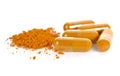 Herb turmeric capsules Royalty Free Stock Photo