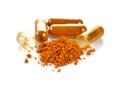 Herb turmeric capsules Royalty Free Stock Photo
