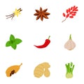 Herbage icons set, cartoon style