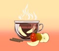 Herbal black leaf tea with cinnamon and apples. Vitamin diet drink for detox, slimming and cleansing the body. Royalty Free Stock Photo