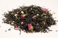 Herbal Black Tea Blend. Ginseng and Rose Petals Macro Royalty Free Stock Photo