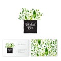 Herbal Box logo. Watercolor green herbals emblem. Greengrocery logo. Identity. Business card and pattern. Royalty Free Stock Photo