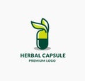 Herbal Capsule or Herbal Pills Logo Royalty Free Stock Photo