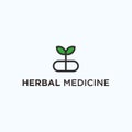 herbal capsule logo design vector illustration