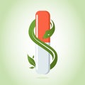 Herbal Capsule Logo with leaf green snake in Medicine Illustration Vector Royalty Free Stock Photo