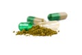 Herbal capsules close up Royalty Free Stock Photo