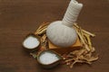 Herbal compress ball for spa aroma Royalty Free Stock Photo