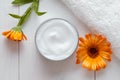 Herbal cosmetic acne cream with calendula skincare natural organic moisturizer