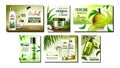 Herbal Cosmetic Promotional Posters Set Vector Royalty Free Stock Photo