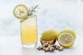 Herbal drink. Herbal green tea with lemongrass and ginger in glass cup Royalty Free Stock Photo