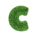 Herbal grass alphabet lowercase letter c. Isolated on white 3D illustration.