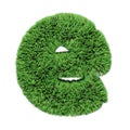 Herbal grass alphabet lowercase letter e. Isolated on white 3D illustration.