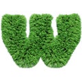 Herbal grass alphabet lowercase letter w. Isolated on white 3D illustration.