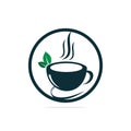 Herbal green tea cup logo, herbal drink logo