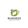 Herbal green tea cup logo