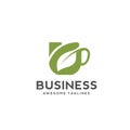 Herbal green tea cup logo