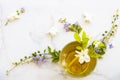 Herbal healthy drinks cold chrysanthemum tea local flora of asia with flower jasmine ,purple in summer