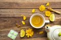 Herbal healthy drinks hot honey lemon and lozenge for health care sore throat Royalty Free Stock Photo