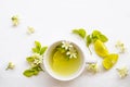 Herbal healthy drinks lemonade health care for cough sore with lemon slice ,jasmine flowers of lifestyle