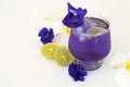 Herbal healthy drinks mix lemon ,blue pea flowers