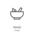 herbal icon vector from therapy collection. Thin line herbal outline icon vector illustration. Linear symbol for use on web and