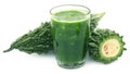 Herbal juice of green momodica Royalty Free Stock Photo