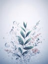 Herbal leaves in bubbles, beauty science herbal medicine white background generative ai illustration art