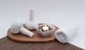 Herbal Massage Balls with Candle and Towel Royalty Free Stock Photo