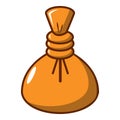 Herbal massage pouch icon, cartoon style