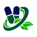 Herbal Medical Foliage Natural Pharmacy pills Logo Royalty Free Stock Photo