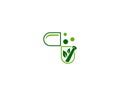 Herbal Pharmacy Capsule With Leaves Logo Icon Design